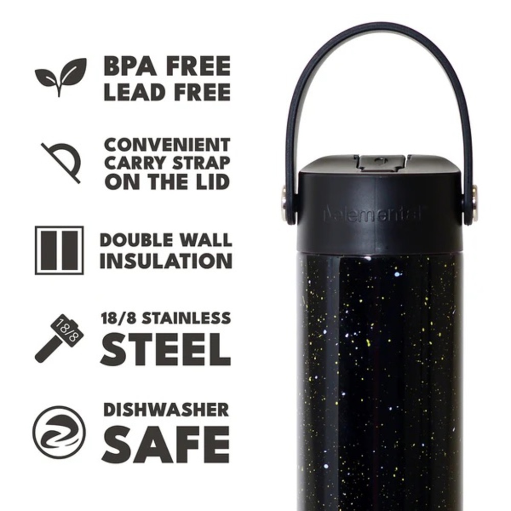 Elemental 24oz Insulated Water Bottle- Black Speckle - Picture 2 of 7